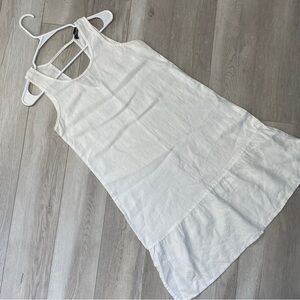 Linen Mini Dress cutout back womens White (small) greece minimalist natural